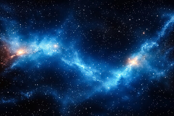 Wall Mural - blue sky with stars and a long blue line. the blue line is the milky way. the stars are scattered th