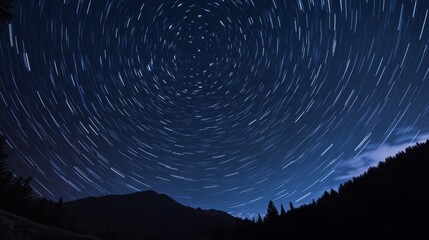 Wall Mural - stunning long exposure image of a starry night sky with a hint of the earth below