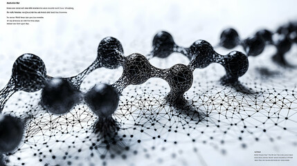 Aufkleber - Abstract Molecular Structure Background: Grey and Black 3D Rendering