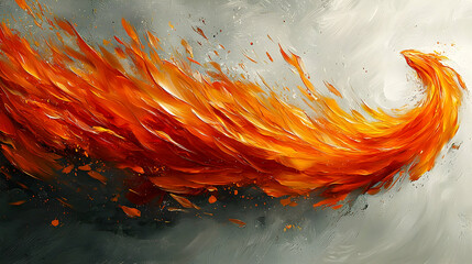 Poster - Abstract Orange Flame Design with Grey Background