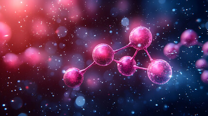 Aufkleber - Abstract Pink Molecule Structure in Dark Space