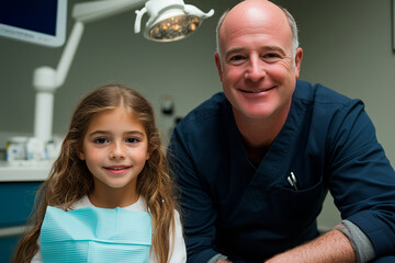 Wall Mural - Girl and Dentist in Dental Office