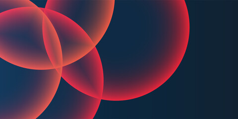 Poster - Dark Background, Header or Banner Design with Large Red and Purple Overlaying Globes, Bubbles Pattern - Multi Purpose Creative Wide Scale Template for Web with Copyspace in Editable Vector Format
