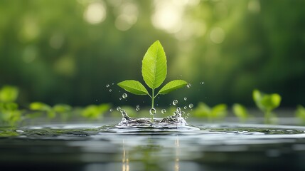 Poster - photograph showcasing the intricate details and movement of water droplets on a vibrant green leaf highlighting the natural beauty and tranquility of the environment