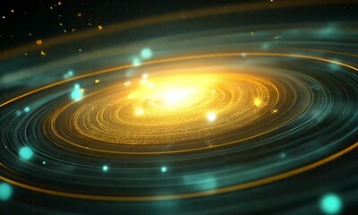 Wall Mural - A vast glowing galaxy with countless stars and cosmic light swirls in deep space.