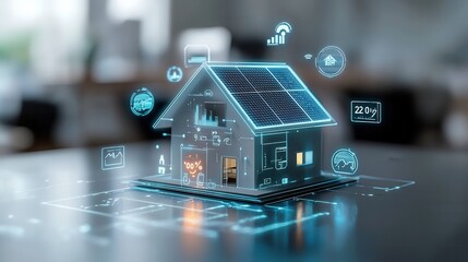 Poster - cutting edge smart home powered by renewable solar energy a futuristic vision of sustainable intelli