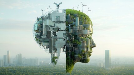 Poster - A mesmerizing digital painting depicting a surreal and futuristic brainscape