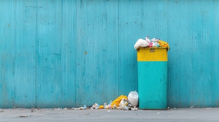 Poster - A powerful environmental photograph depicting an overflowing waste container symbolizing the pressing issue of pollution waste management