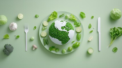 Poster - striking digital artwork depicting planet earth represented by an array of eco friendly vegetables l