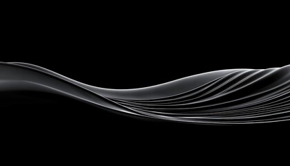 Leinwandbilder - Minimalist Black Waves in Abstract Design with Smooth Curved Lines and Negative Space for Modern Background Concepts ,

