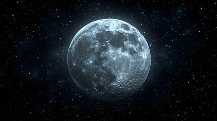 Wall Mural - Celestial Night Sky with Glowing Blue Moon and Stars