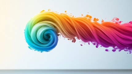 Poster - Colorful swirl of hair with a rainbow of colors. The hair is flowing and he is in motion. Concept of freedom and creativity, as the vibrant colors and flowing hair suggest a sense of individuality