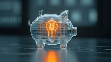 Poster - A visually captivating 3D concept featuring a transparent piggy bank design that acts as a metaphor for innovation creativity and the bright ideas that can fuel financial growth and new opportunities