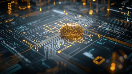 Poster - Intricate Fusion of Advanced Brain Design with Futuristic Digital Circuits and Connections A Captivating Visualization of the Intersection of Technology Cognition and Innovation