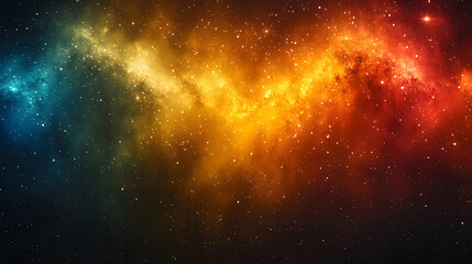 Poster - Colorful Space Nebula Background with Mixed Orange, Red, Yellow, Blue and Teal Hues