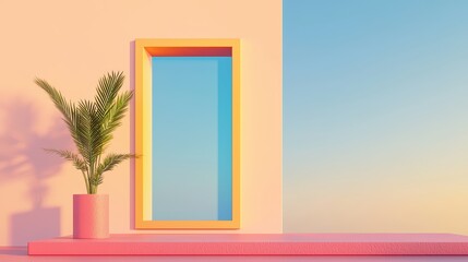 Poster - Modern Abstract Composition Featuring Empty Frames and Minimalist Elements in Bright Colors