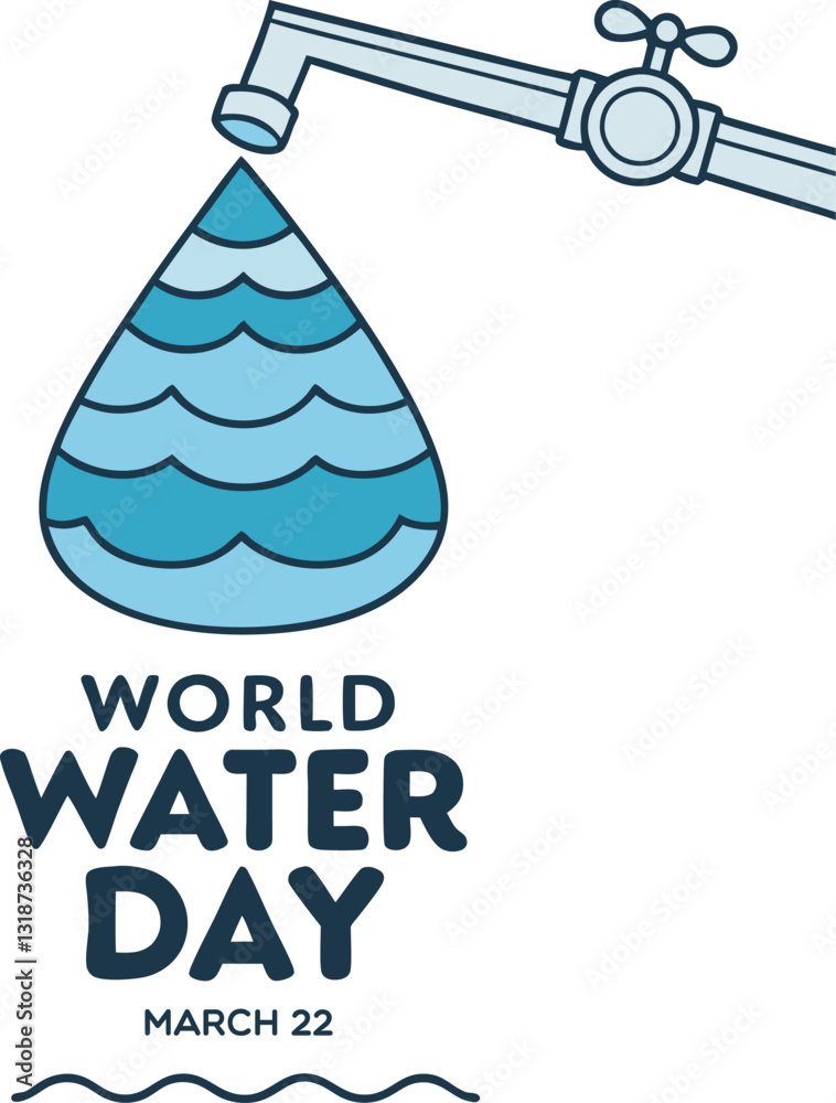 Vector Design for World Water Day on March 22 with Minimalist Water ...