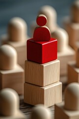 Poster - Employee advocacy, branding with red wooden figure, teamwork concept