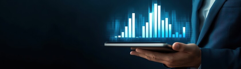 Poster - Digital Growth Chart Soaring on Tablet Screen Displaying Modern Data Visualization Techniques