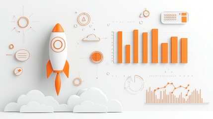Poster - elegant and modern visual design showcasing startup and financial progress through various infograph