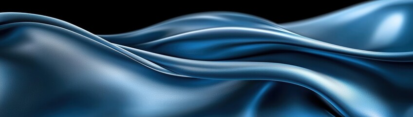 Poster - Luxurious blue silk fabric, smooth and flowing texture creates elegant designs.