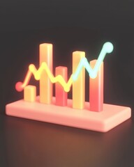 Poster - data visualization, analytics concept with vibrant data graph and digital rays.
