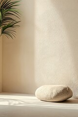 Poster - zen garden, meditation, rock, laptop, work-life balance, tranquility, simplicity in design.