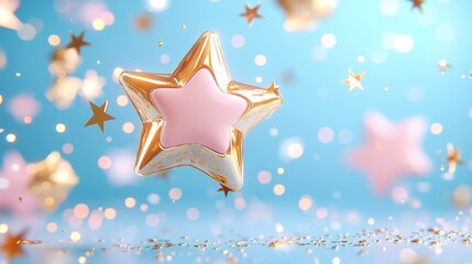 Poster - 3D Vector Motion Graphic Celebrating Exceptional Service, Vibrant Visuals Highlighting Five-Star Reviews, Captivating Design, Engaging Elements, Inviting Atmosphere