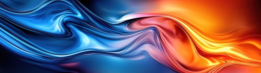 Poster - abstract background featuring vibrant blue and orange gradients. Dynamic colors suitable for modern projects.