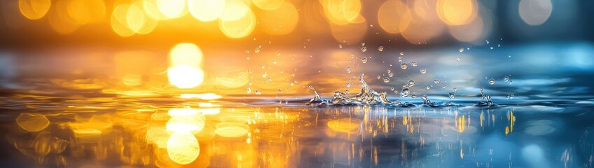Poster - water splash with dreamy blur light; ethereal mood in soft hues.