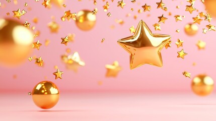 Poster - 3D Motion Graphic of a Gold Standard 5-Star Testimonial, showcasing excellence in a sleek design, surrounded by ample free space for impactful messaging.