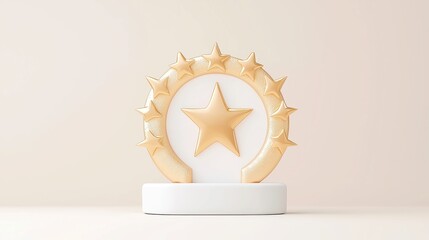 Poster - 3D vector motion graphic showcasing a 5-star rating symbol, emphasizing premium quality and excellence in service, surrounded by a clean, open space for clear visibility.