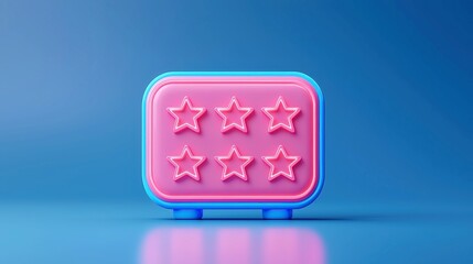 Poster - 3D Motion Graphic of a Gleaming 5-Star Rating Signifying Excellence, Brightly Colored Design, Captivating Visuals, Ideal for Premium Service Promotion, Attention-Grabbing Aesthetic