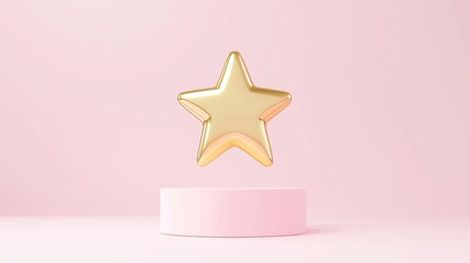 Poster - 3D Vector Motion Graphic Featuring a High-Quality 5-Star Customer Approval Stamp in an Open Space Setting