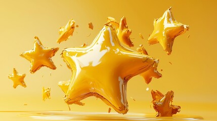 Poster - 3D Motion Graphic of Ultimate Rating with 5-Star Approval Symbolizing a Perfect Experience in a Clean, Open Space