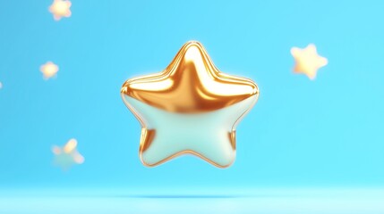 Poster - 3D Vector Motion Graphic Excellence, showcasing a five-star rating symbolizing exceptional experiences in a dynamic and engaging visual space with vibrant colors and intricate designs