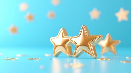 Poster - 3D Vector Motion Graphic Celebrating Exceptional Service, Highlighting Raving Five-Star Reviews Against a Clean Background