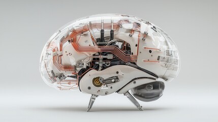 Poster - futuristic mechanical brain crafted with detailed circuit boards and advanced technology concept inn