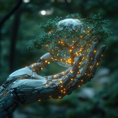 Poster - Glowing ethereal branches illuminating an enchanted digital forest landscape with a surreal fantastical and visually captivating atmosphere  This futuristic