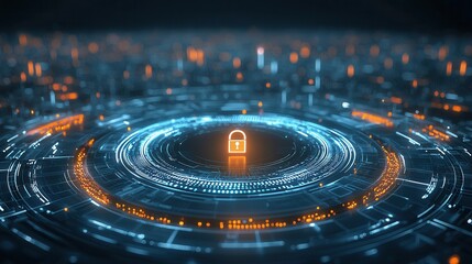 Poster - High Tech Cybersecurity Defense System Representing Digital Transformation and Innovation in the Digital Age  Advanced Intelligence Cloud Computing
