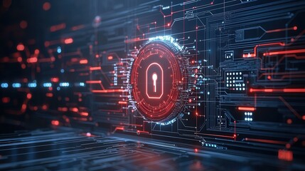 Poster - High tech Digital Security Concept with a Futuristic Cybersecurity Interface Design  Advanced digital technology data network