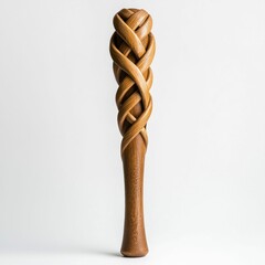 Poster - Intricate braid sculpture made of light and dark wood, showcasing impressive woodworking artistry.