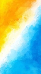 Poster - Yellow, white and blue watercolor background creates a vibrant and refreshing summer design