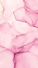 Poster - Pink, gold alcohol ink blending, swirling, generating fluid abstract patterns