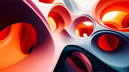 Wall Mural - abstract 3d render: vibrant colors and geometric shapes
