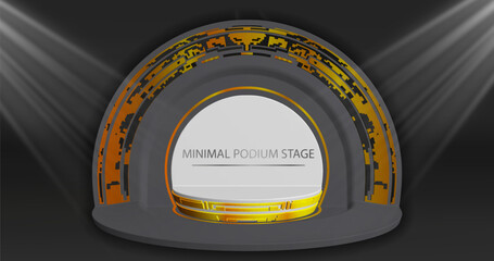 Poster - 3d podium with metallic shine and square product on window light background. in minimalist design. s