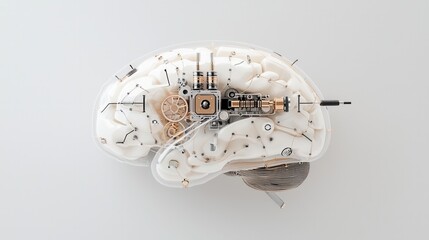 Poster - Intricate Steampunk Inspired Cybernetic Brain with Gears Circuits and Mechanical Components Representing the Complexity of Intelligence and Advanced Technology