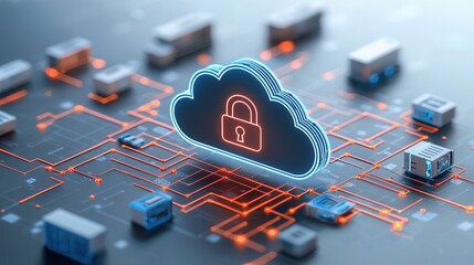 Poster - Modern Cloud Security Technology Design with Digital Network and Data Protection Encryption Features Innovative Cybersecurity Solutions for Businesses and Enterprises