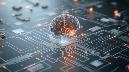 Poster - Mystical Brain Tree Fusion Symbolizing Intelligent Digital Networks and Cognitive Computing Power  Conceptual image representing the convergence of technology neuroscience and spiritual energy