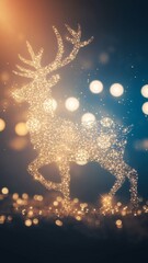 Poster - Golden deer silhouette, made of shimmering gold particles